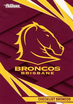 2024 NRL Traders Titanium #001 Brisbane Broncos Checklist Front